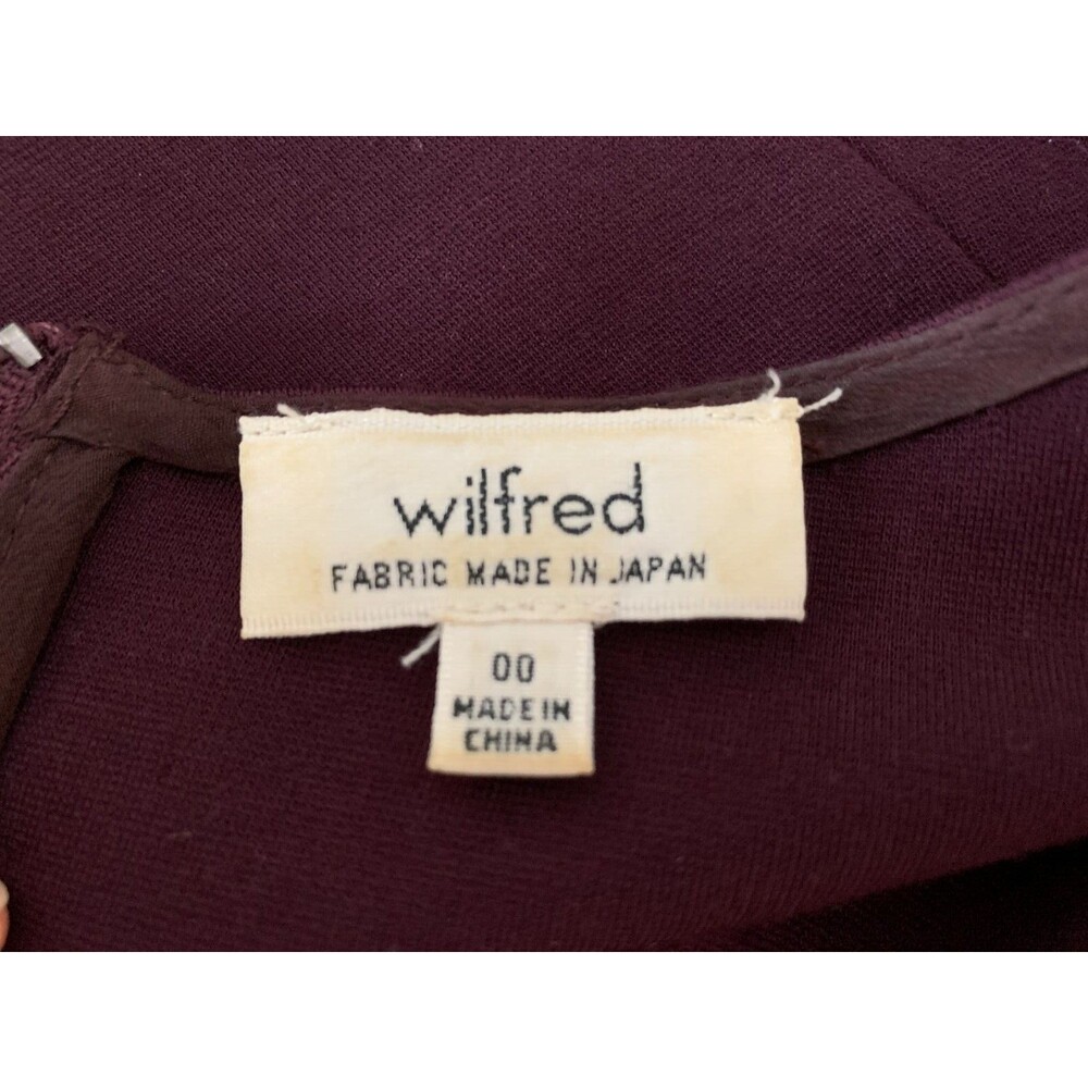 Wilfred Aritzia Women's size 00 Burgundy Fit & Flare Dress Japanese Fabric - Picture 6 of 11